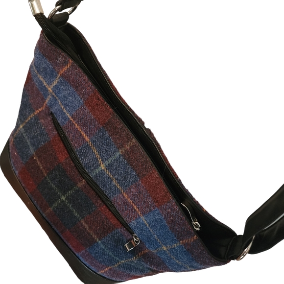 EUC Mucros Made in Ireland Plaid Wool and Leather Crossbody Shoulder Bag - Picture 9 of 11